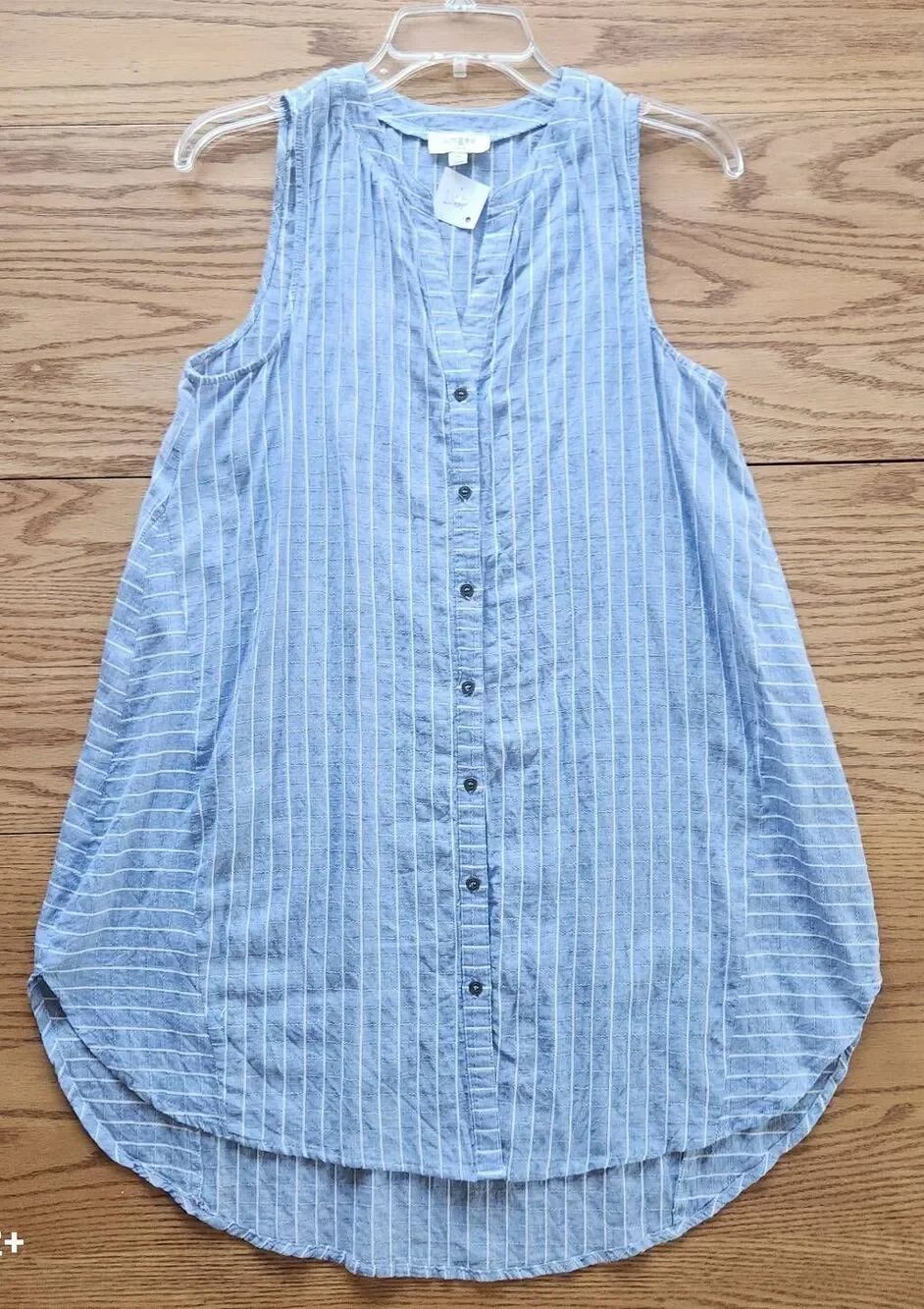 D67 Umgee Blue & white striped button down shirt dress - mid length Size Medium